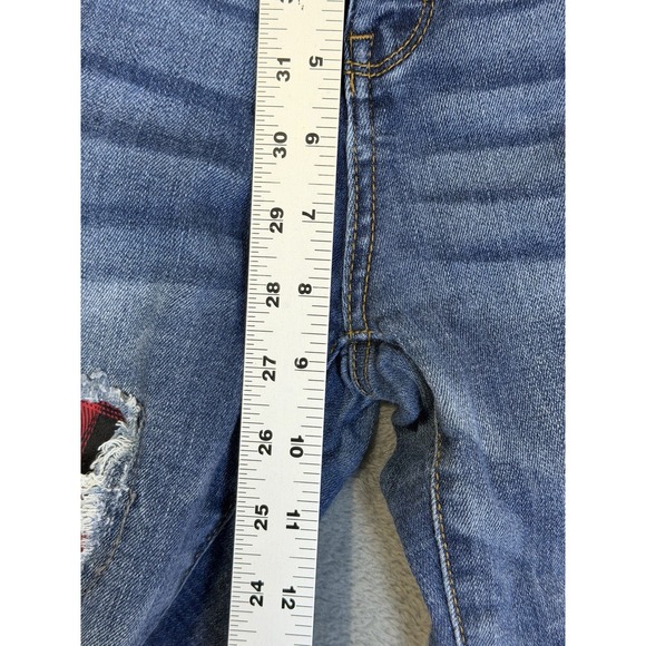 Judy Blue Jeans Womens 5/27 Blue High Rise Skinny Distressed Flannel Patches - Picture 4 of 9